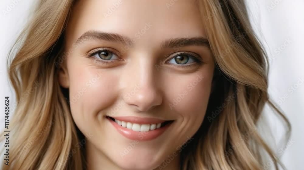 beautiful woman smiling at camera
beautiful woman smiling at camera