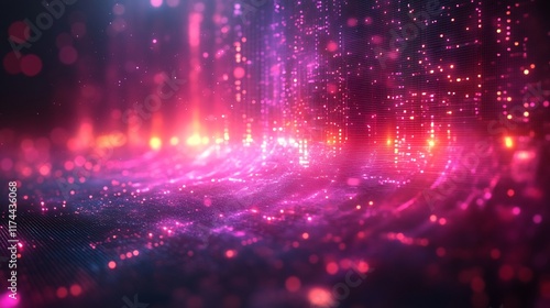 Vibrant Digital Painting: Glowing Abstract Landscape in Vivid Pink and Purple Hues. AI Generated