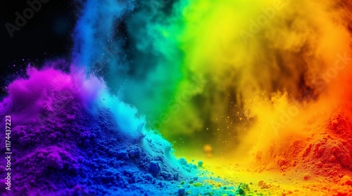 Arrière-plan de nuages de fumées et de poudres aux différentes couleurs utilisées pour le holi festival