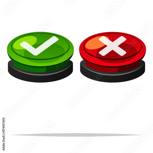 Right and wrong buttons vector isolated illustration
