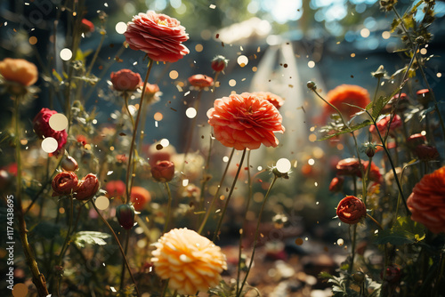 idea of unity and living together peacefully is represented by a garden filled with untamed flowers, which symbolize diverse and interconnected web of life and connections found in natural environment photo