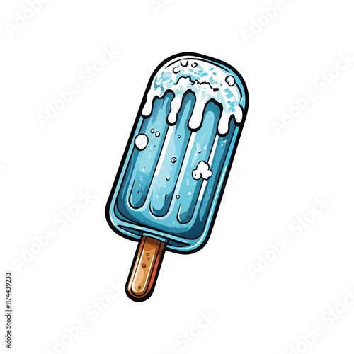 A vector illustration of frozen yogurt popsicles with ice crystals, showcasing a variety of bright colors and playful designs.