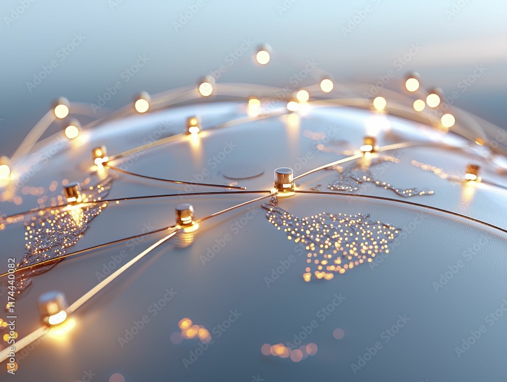 Obraz premium cargo management transportation coordination Glowing network connections on a global map.