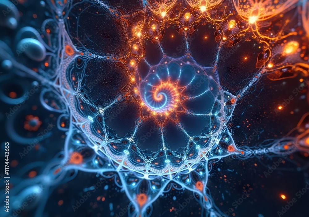 Abstract representation of a colorful spiral pattern in a digital universe Abstract representation of a colorful spiral pattern in a digital universe