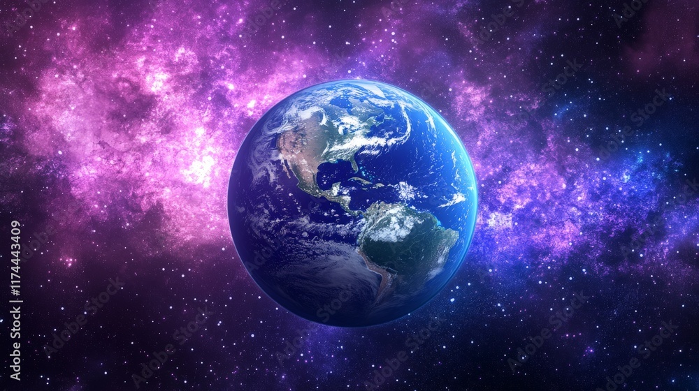 Celestial View of Earth from Space with City Lights Celestial View of Earth from Space with City Lights