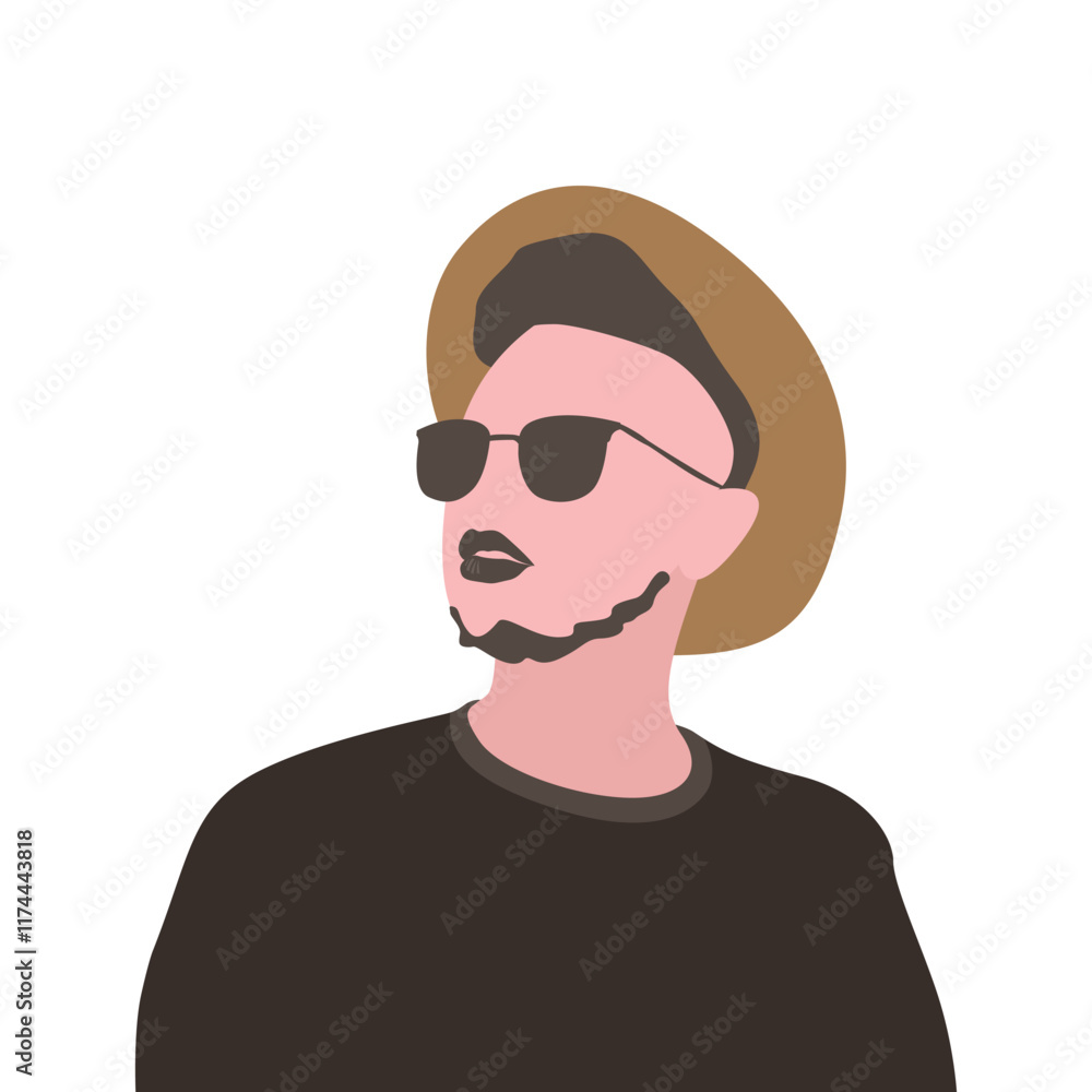 Fototapeta premium Vector Illustration of Man Wearing a Hat