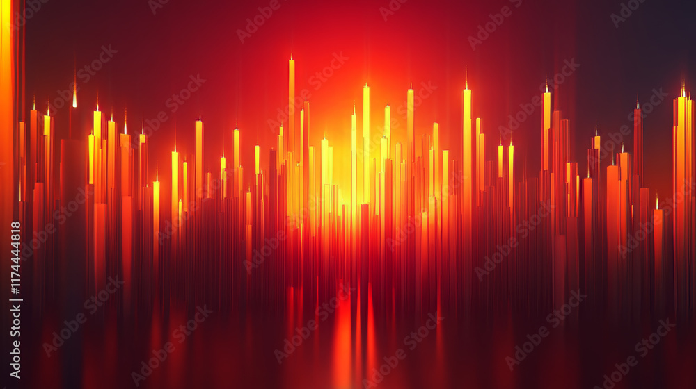 graphic of 3D candlestick in stock market presented in futuristic style graphic of 3D candlestick in stock market presented in futuristic style