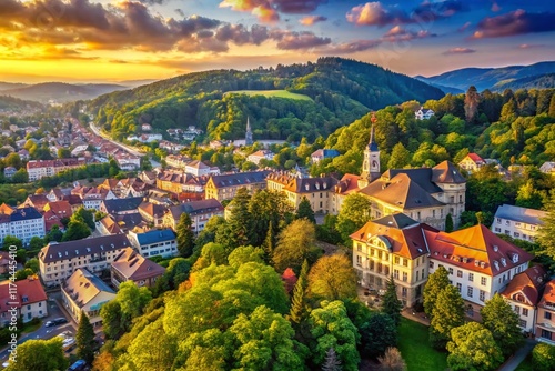 Aerial View of Baden-Baden Cityscape: Thermal Baths, Black Forest Scenery