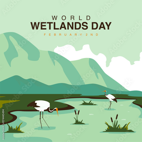 vector world wetlands day poster template