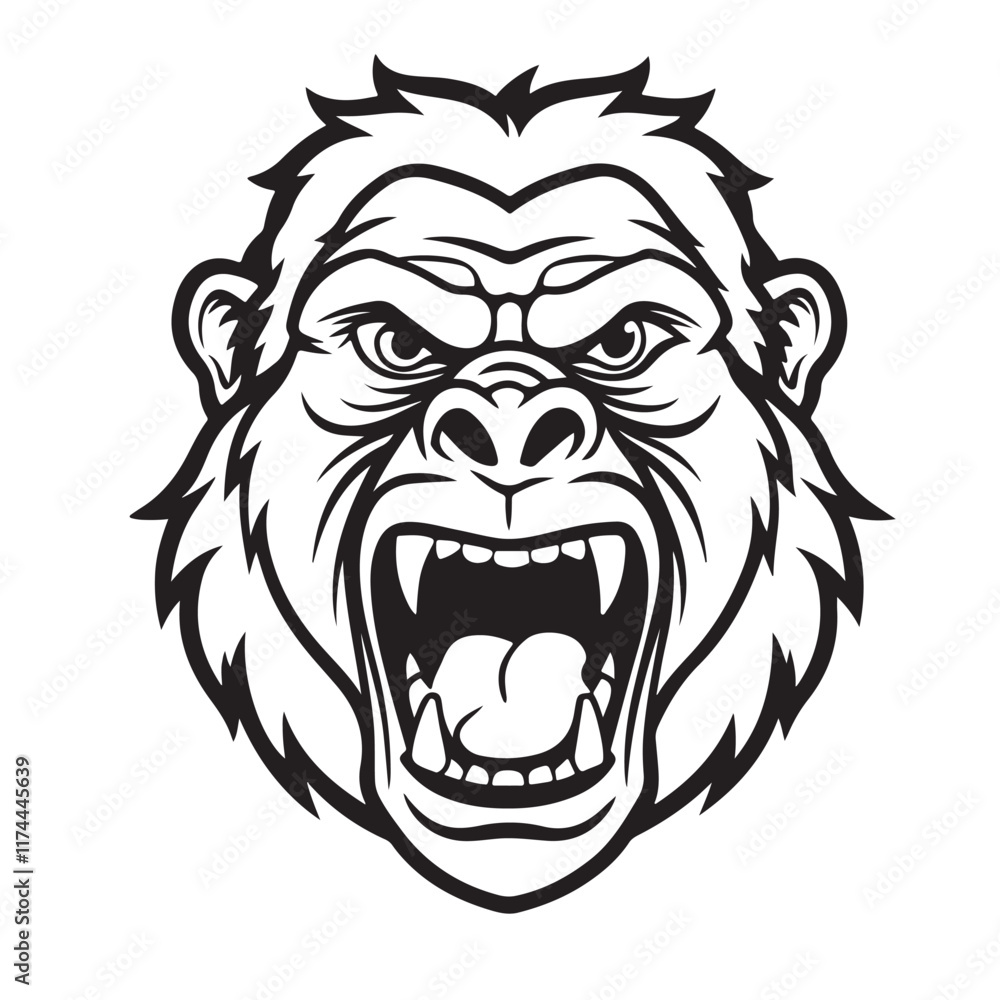 A gorilla head vector artwork illustration A gorilla head vector artwork illustration