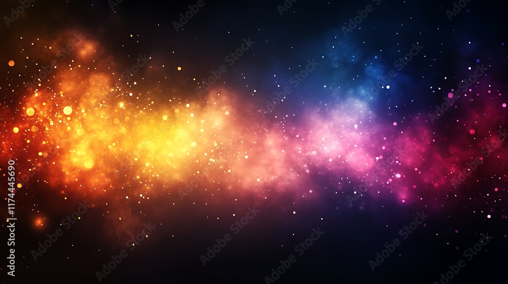 Fototapeta premium Abstract Cosmic Nebula with Glowing Particles and Dust