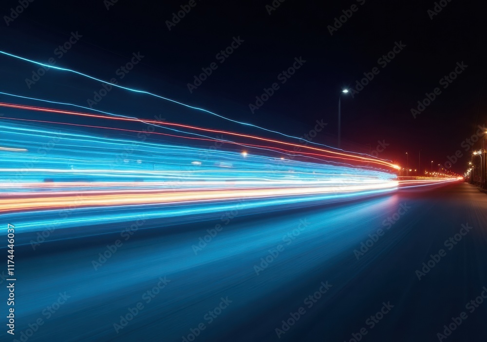 Light trails from vehicles on a city street during nighttime Light trails from vehicles on a city street during nighttime