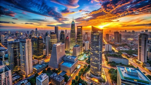 Aerial View of Cityscape, Modern Urban Skyline with Ample Copy Space