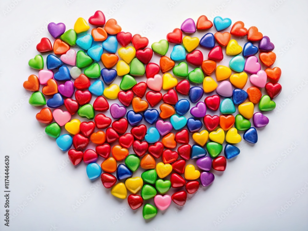 Aerial View of Colorful Kissing Hearts on White Background - Drone Photography Aerial View of Colorful Kissing Hearts on White Background - Drone Photography