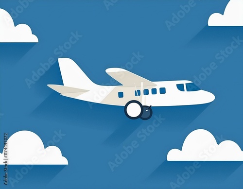 雲の中を飛ぶ航空機のイラスト