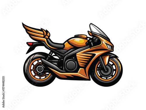 A detailed vector illustration of a classic sport motorcycle with a carburetor, showcasing its intricate mechanical details and sleek design.