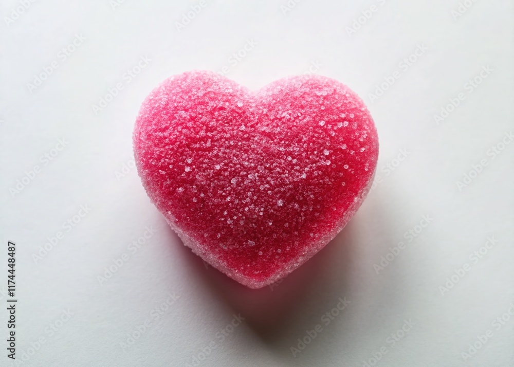 Fototapeta premium Aerial View of Heart-Shaped Pink Marmalade on White Background - Sweet Food Photography