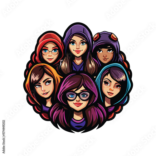 A vibrant illustration showcasing a diverse group of women engaged in video gaming, celebrating inclusivity and the joy of gaming.