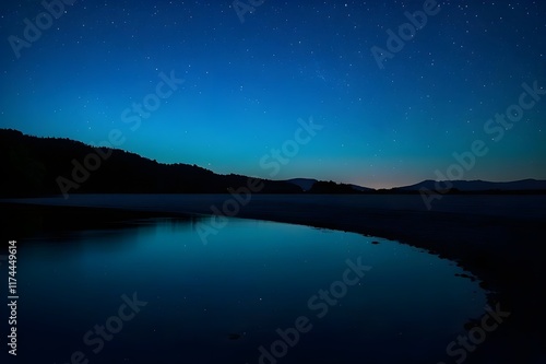 night landscape with moon and stars