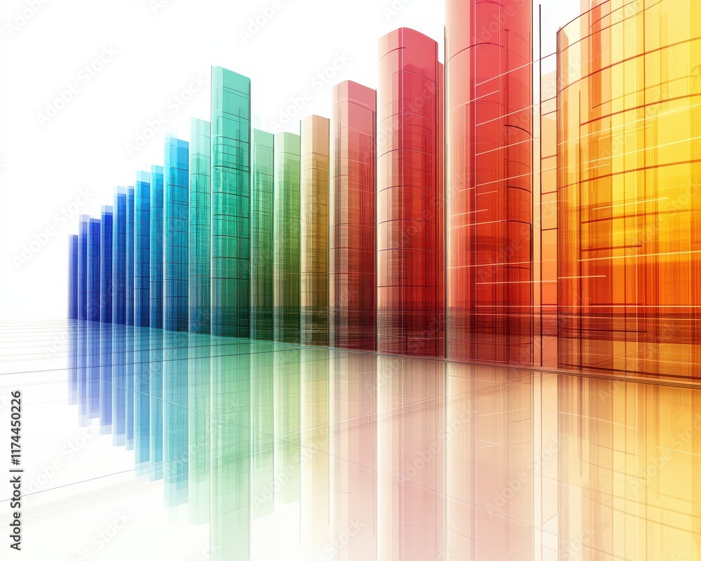 Obraz premium Colorful abstract bars representing data analytics and business performance metrics.