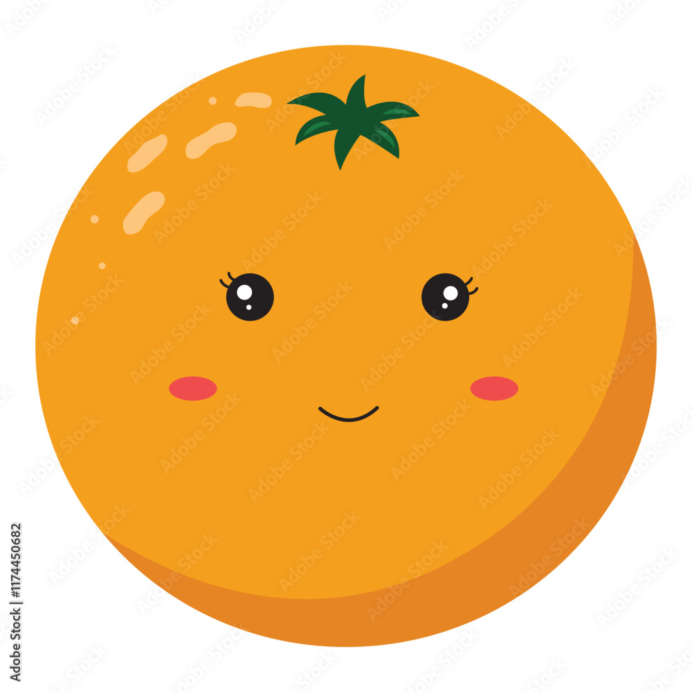 Fototapeta premium Cute cartoon orange character illustration. suitable for food packaging, children's books, healthy living blogs, and wellness advertisements. Bright and cheerful design.