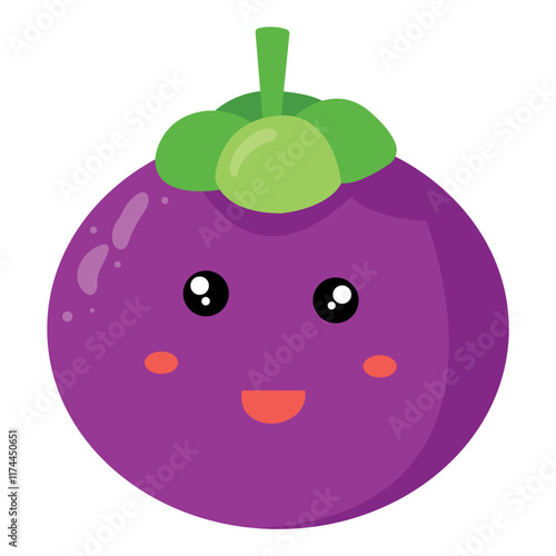 Wallpaper Mural Cute Mangosteen character illustration. perfect for use in food blogs, healthy eating articles, or tropical fruit marketing materials. Torontodigital.ca