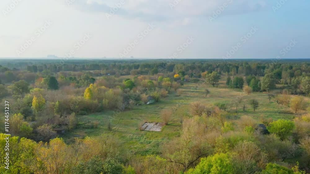 Drone view of Crasne village in the Odesa Oblast, chernobyl Exclusion Zone of Ukraine. Drone view of Crasne village in the Odesa Oblast, chernobyl Exclusion Zone of Ukraine.
