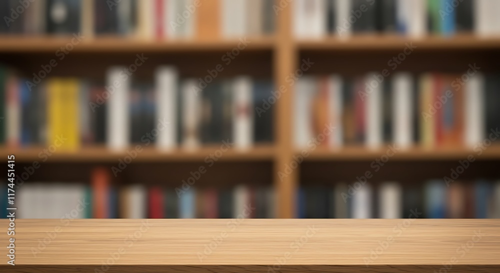 Blurred Bookshelf Background Perfect for Product Display in Advertising Blurred Bookshelf Background Perfect for Product Display in Advertising