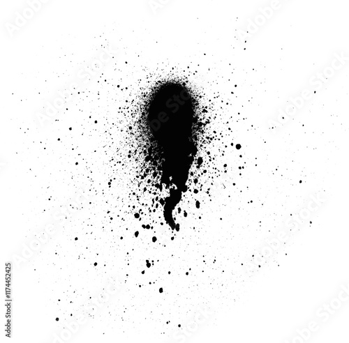 Teardrop Shaped Spray Paint Mark with Splatter Drips