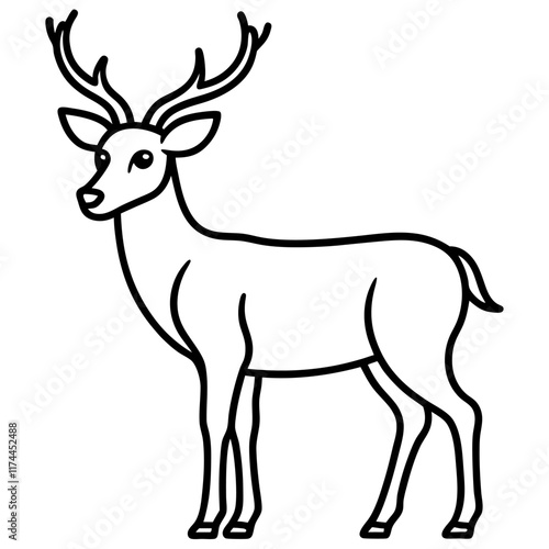 deer silhouette vector line art on white background photo