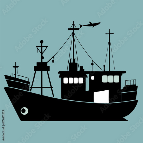 silhouette of a ship