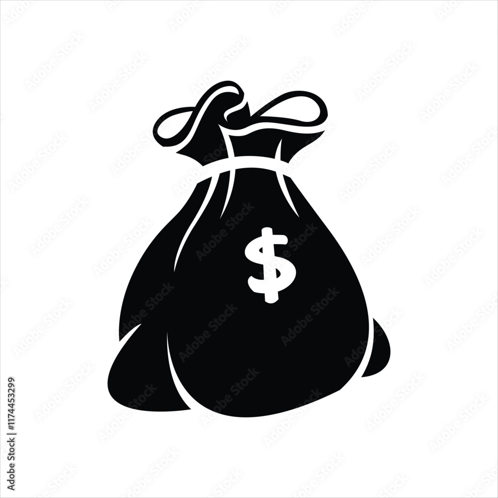 Money Bag Vector Illustration: Financial Wealth Concept Money Bag Vector Illustration: Financial Wealth Concept