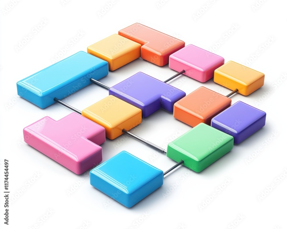Colorful modular shapes arranged in a creative layout for design purposes. Colorful modular shapes arranged in a creative layout for design purposes.