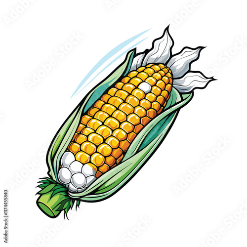 A close-up of frozen sweet corn on the cob, wrapped in frosty plastic, ready for the freezer.