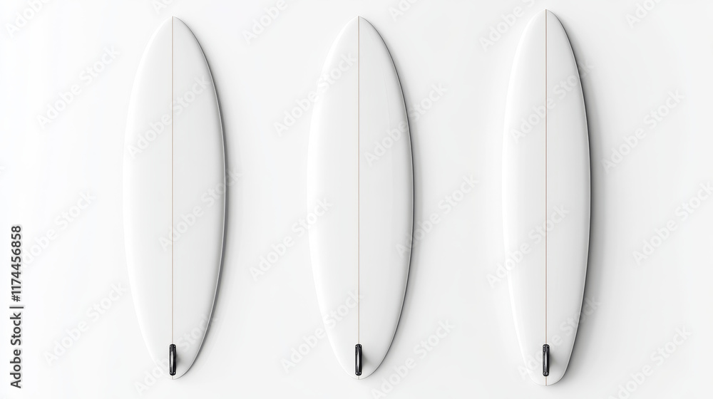 White surfboard front, side and back view. Vector realistic mockup of blank long board for summer beach activity, surfing on sea waves. Leisure sport equipment isolated on white background White surfboard front, side and back view. Vector realistic mockup of blank long board for summer beach activity, surfing on sea waves. Leisure sport equipment isolated on white background