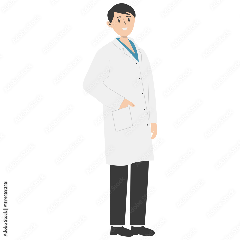 Hospital Staff Character with Smile Expression. National Pharmacist Day. Vector Illustration Hospital Staff Character with Smile Expression. National Pharmacist Day. Vector Illustration
