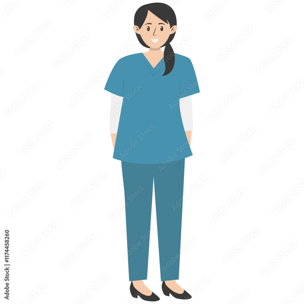 Hospital Staff Character with Smile Expression. National Pharmacist Day. Vector Illustration Hospital Staff Character with Smile Expression. National Pharmacist Day. Vector Illustration