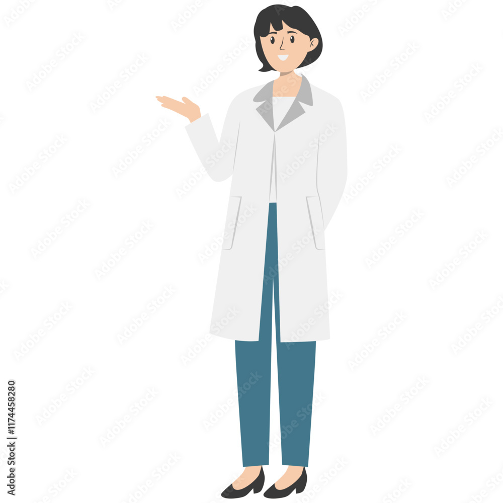 Hospital Staff Character with Smile Expression. National Pharmacist Day. Vector Illustration Hospital Staff Character with Smile Expression. National Pharmacist Day. Vector Illustration