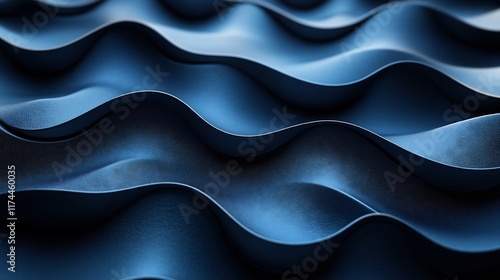 Wallpaper Mural Close-up Photo: Deeply Textured Blue Waves Abstract 3D Render. AI Generated Torontodigital.ca