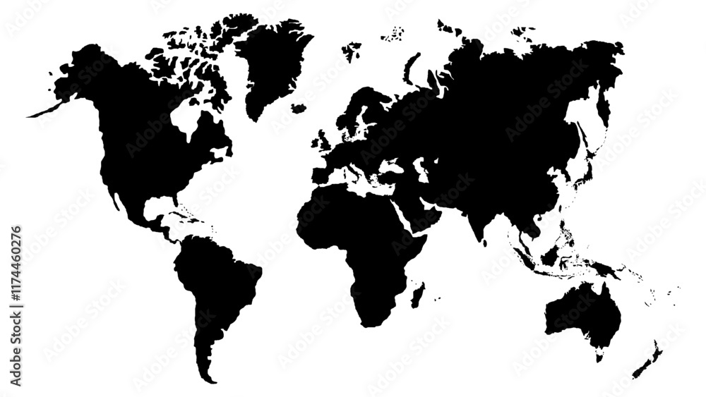 Fototapeta premium illustration of world map in transparent background