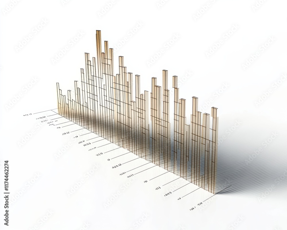 Obraz premium Stylized 3D bar graph illustrating data trends and analytics visualization.