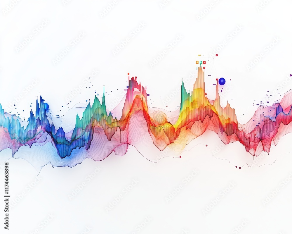 Obraz premium Vibrant abstract wave with colorful splashes, creating a dynamic visual effect.