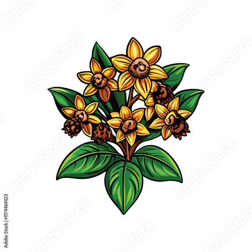 A detailed vector illustration depicting a plant mimicking its surroundings, showcasing the uncanny resemblance between the plant and its environment.