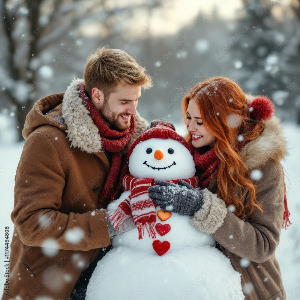 family with snowman