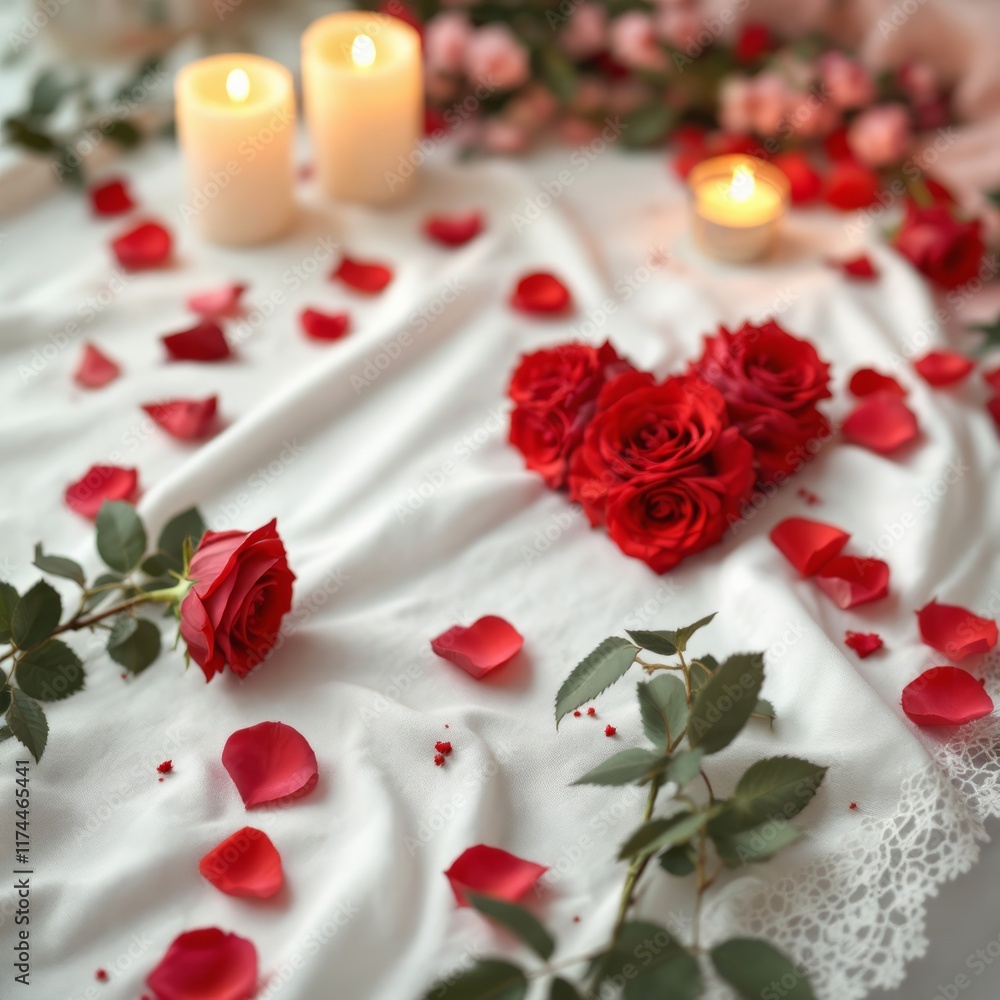 candle and roses