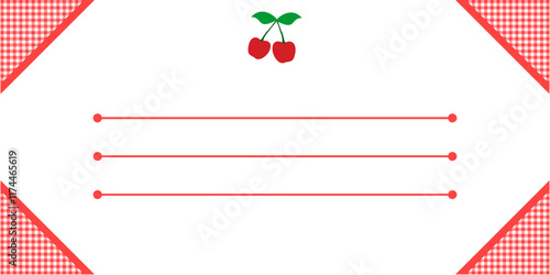 editable gingham pattern or tile checkered with empty window badge for Picnic BBQ Party invitation, poster and banner or flyer, restaurant menu vector