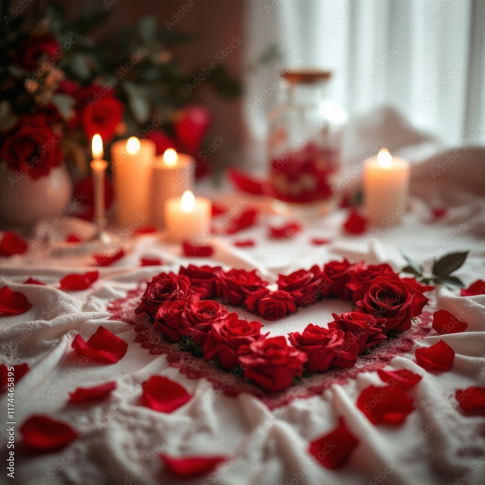 red rose and candles