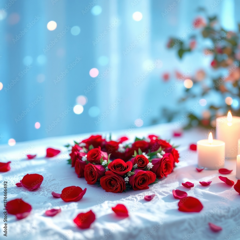 candle and rose petals
