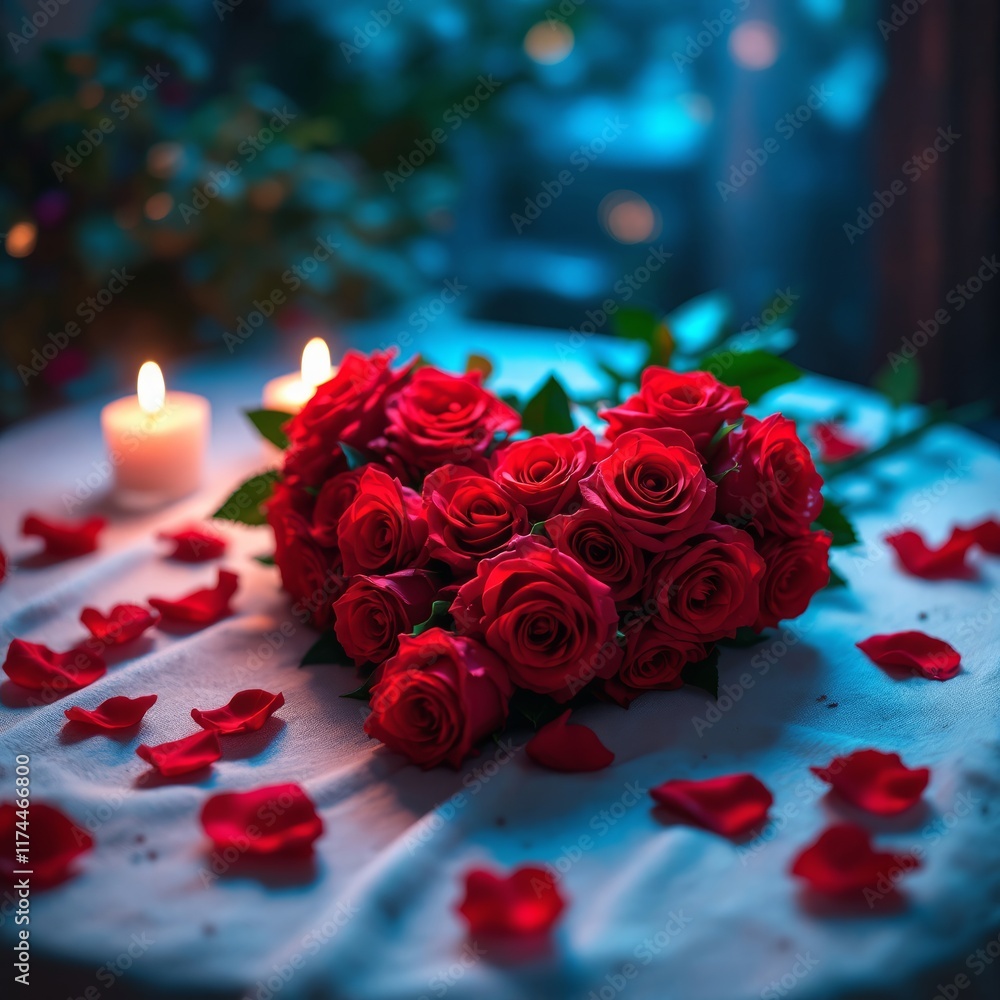 red roses and candles