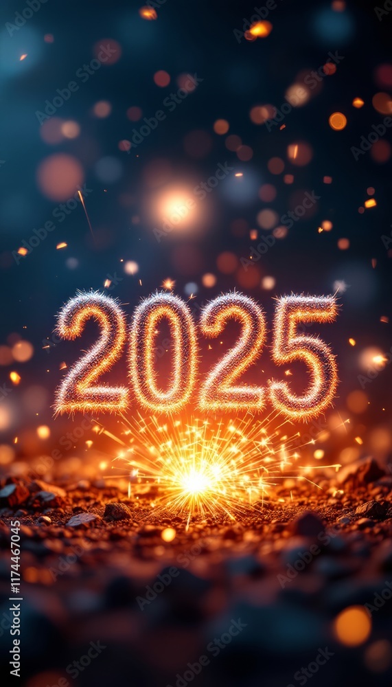 Text "2025" background